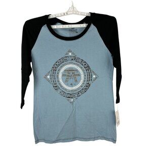 American Fighter Judson Raglan Sleeve Graphic Tee L Blue/Black Cotton